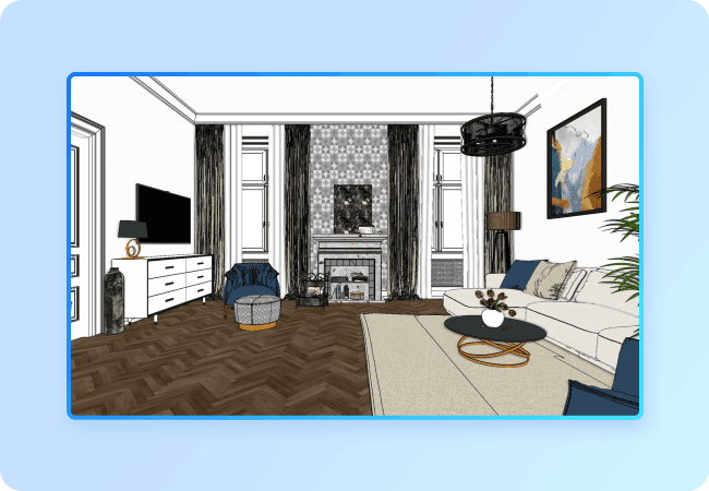 Sala de estar renderizada no ARCHLine.XP